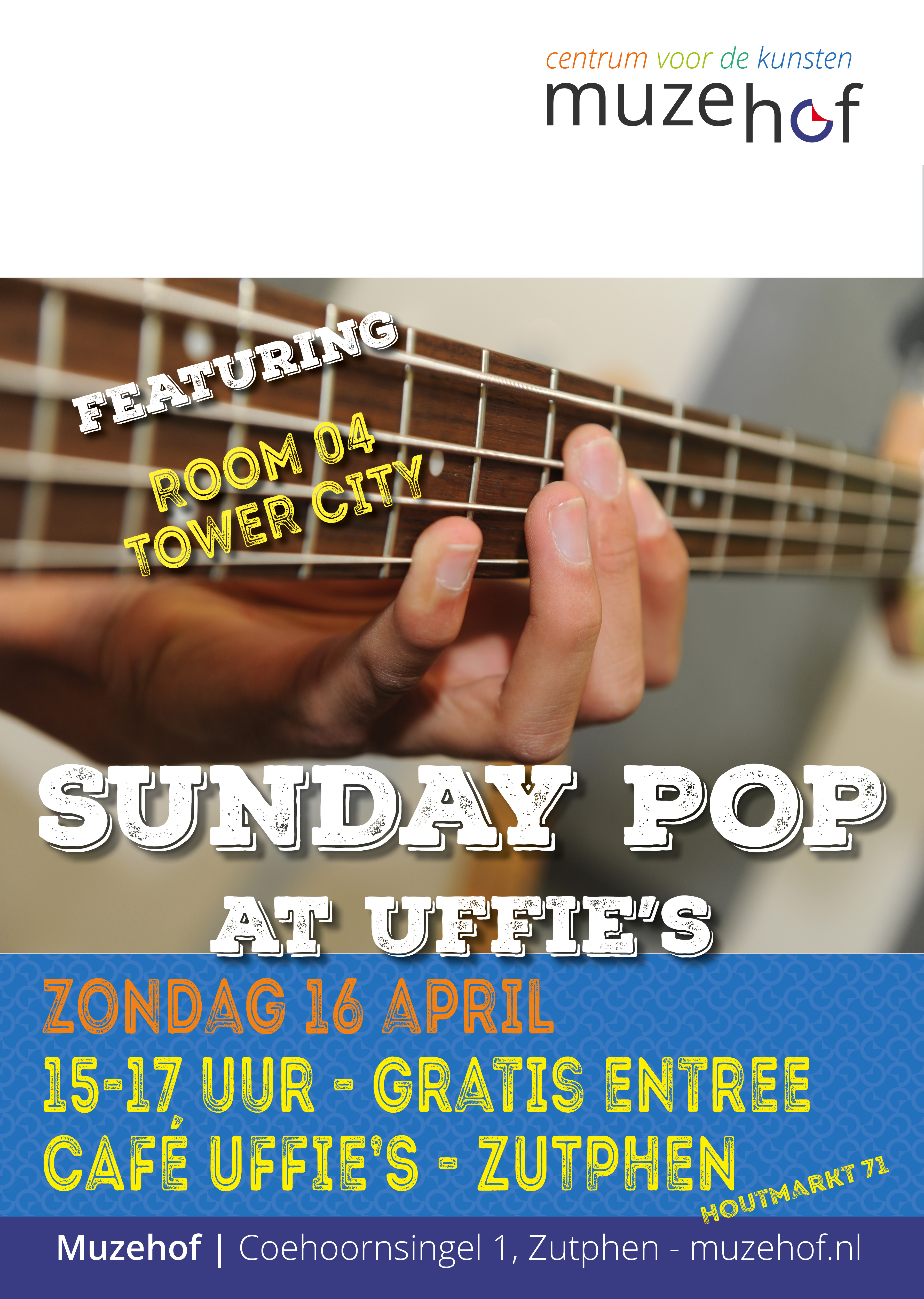 Basgitaar hand en tekst