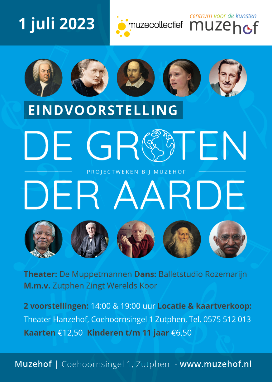 Poster met portretten van gekozen Groten
