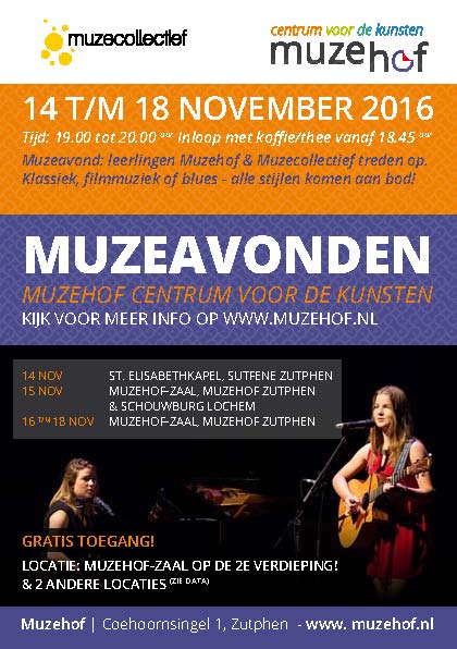 Muzeavonden poster 14 t/m 18 november