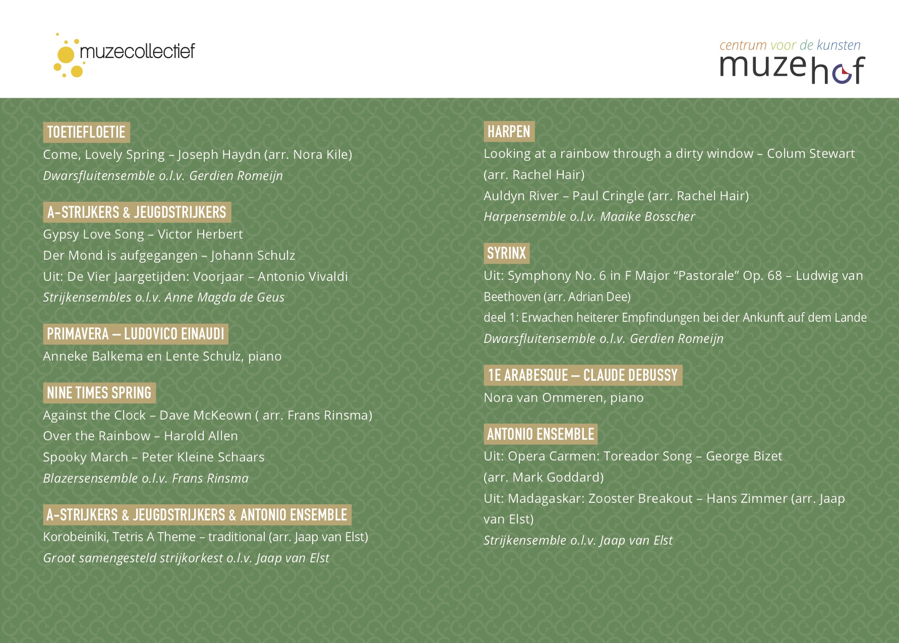 Programmainhoud van het voorjaarsconcert